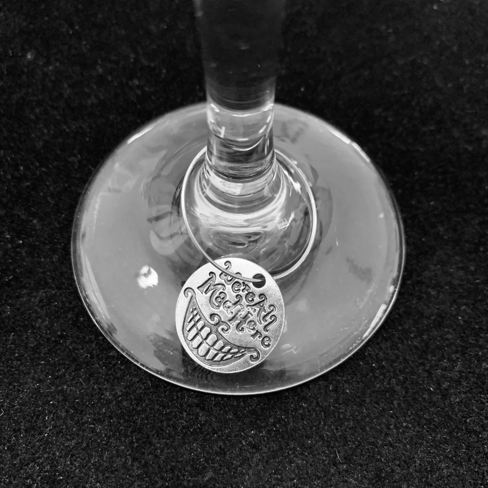 Alice in Wonderland themed Wine Glass Charm Tags set of 10